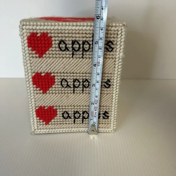Apple Tissue Box Cover Plastic Canvas VTG Handmade Teacher Classroom - Picture 5 of 6